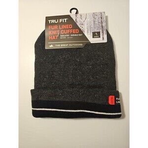 TRU FIT Fur Lined Knit Cuffed Hat One Size Inuslated For Warmth